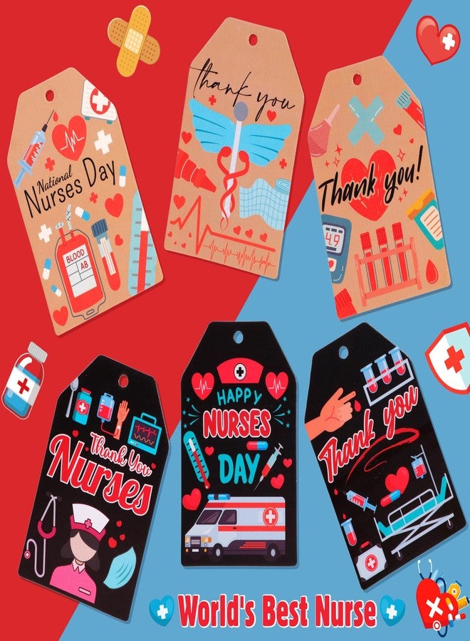HOWAF 60 Pieces Nurses Appreciation Gift Tags, Thank You Nurse Party Decorations Hanging Tags for Happy Nurses Week Gift Decor, Nurse Appreciation Week Gift Tags with String - Image 3